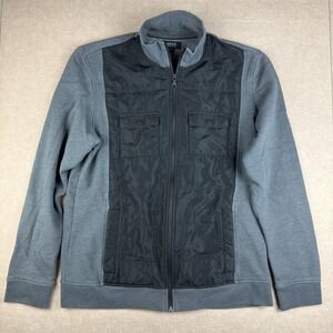 Alfani Jacket Mens Medium Gray Black Zip Front Regular Fit Casual